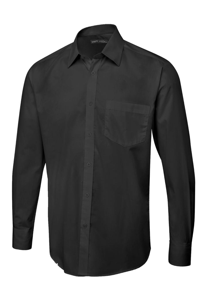 Men's Long Sleeve Poplin Shirt UC713 in Black