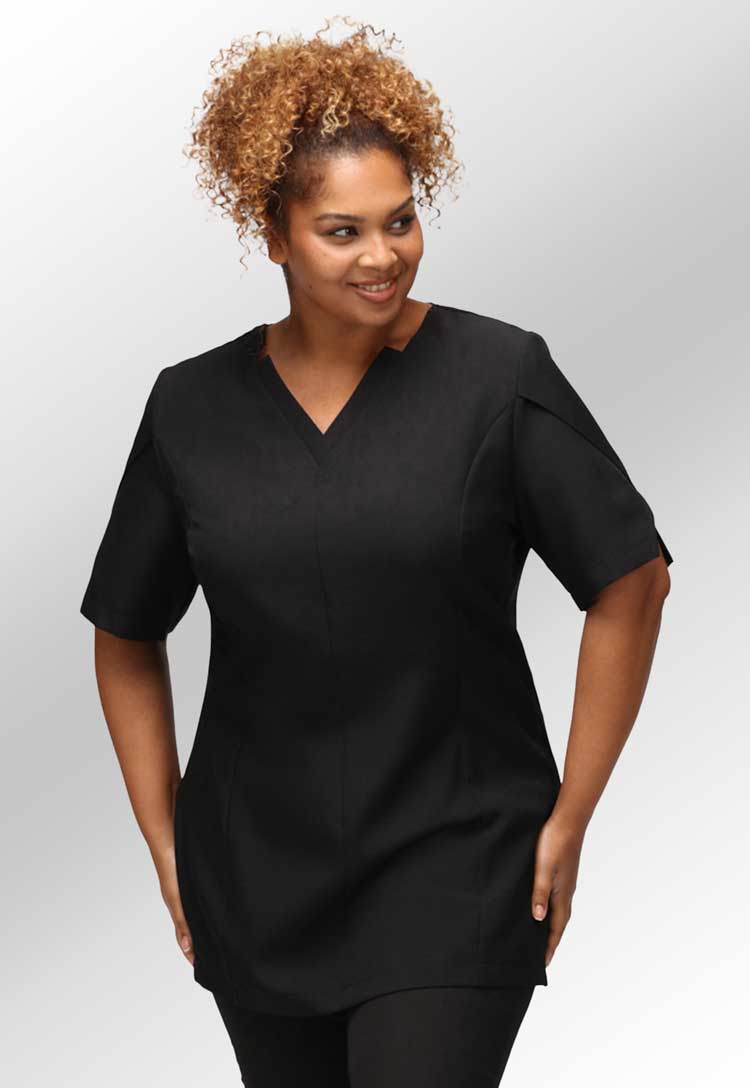 Louise Wrap Over V Neckline Tunic in Black