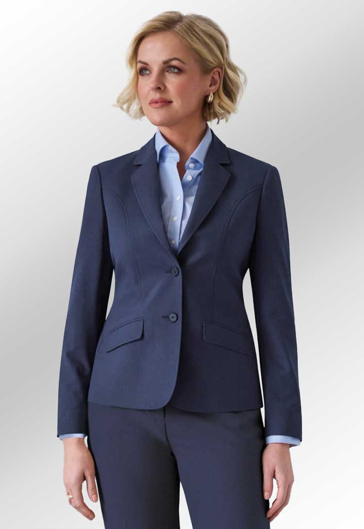 Model Wearing Margot Tailored Fit Jacket 2390 in Denim