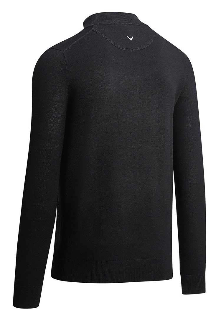 Ribbed ¼ Zip Merino Sweater CW075 in black rear view