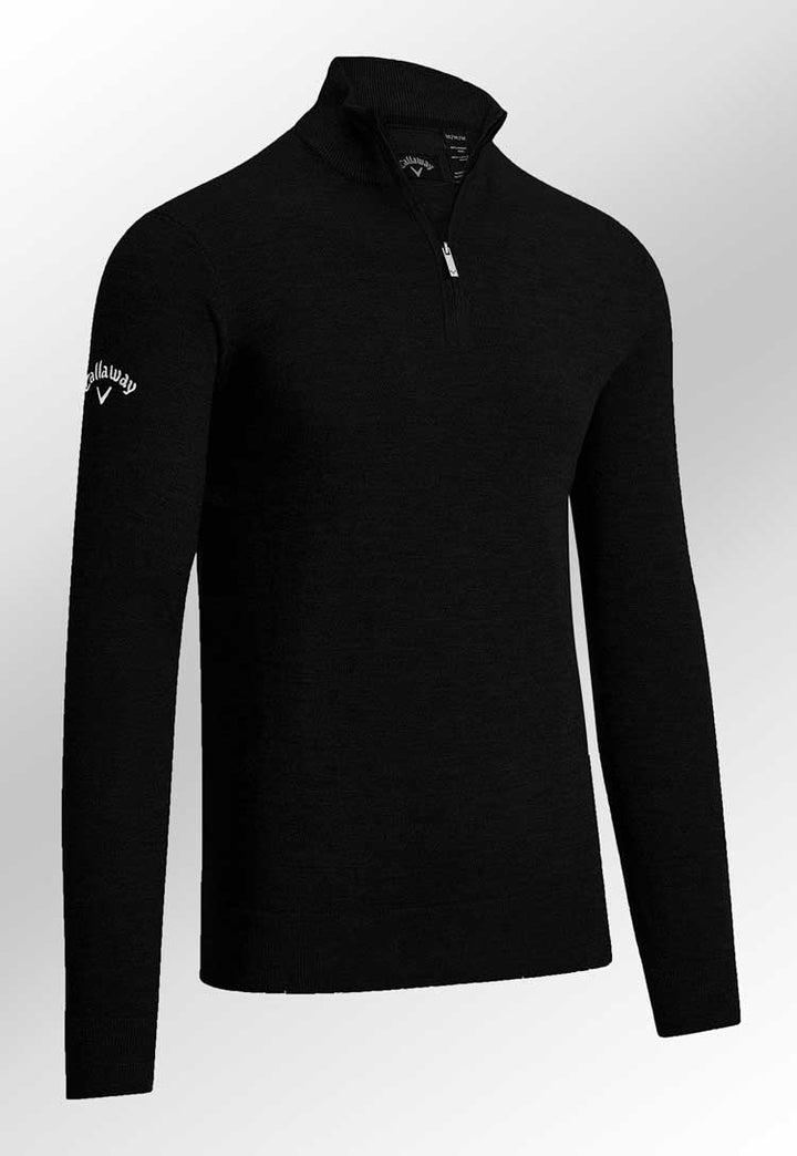 Ribbed ¼ Zip Merino Sweater CW075 in black