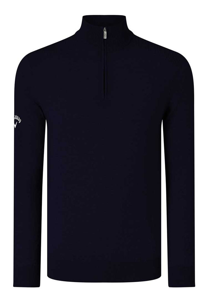 Ribbed ¼ Zip Merino Sweater CW075 in navy