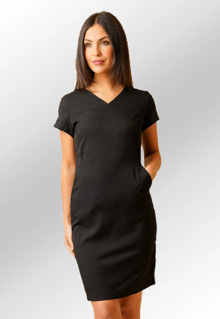 Maya V Neck Salon Dress with Pockets - The Work Uniform Company