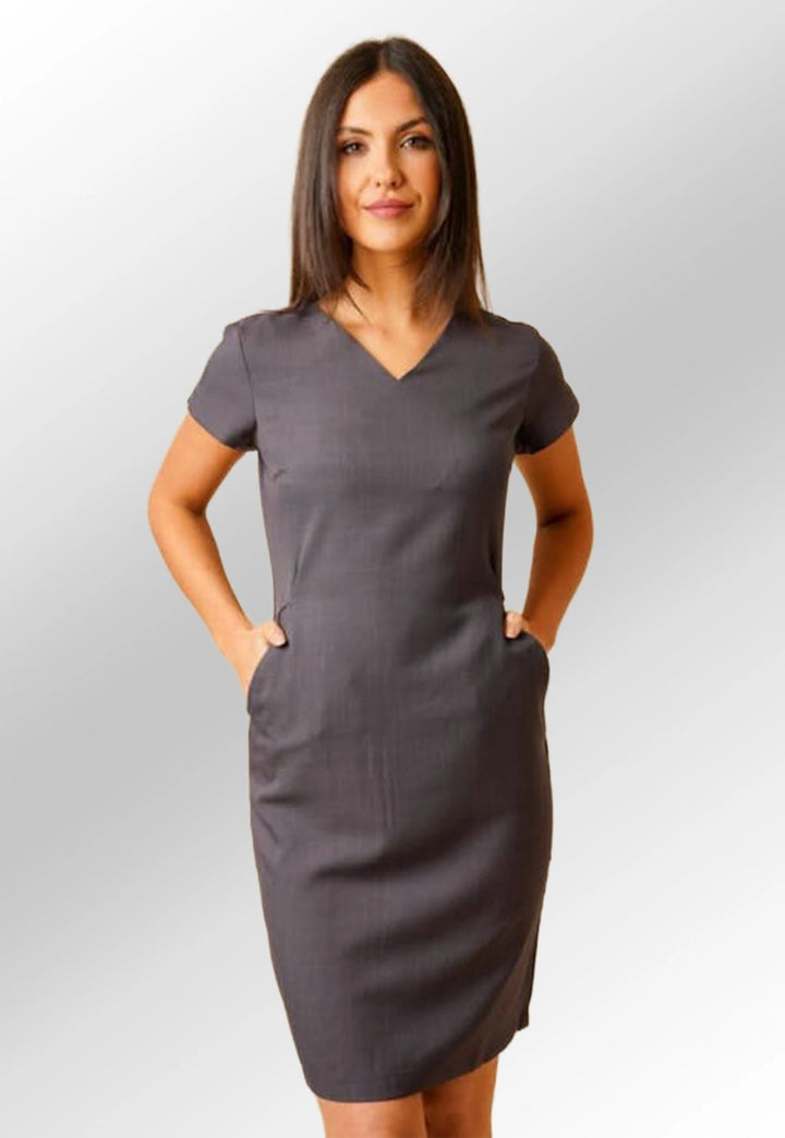 Maya V Neck Salon Dress with Pockets - The Work Uniform Company