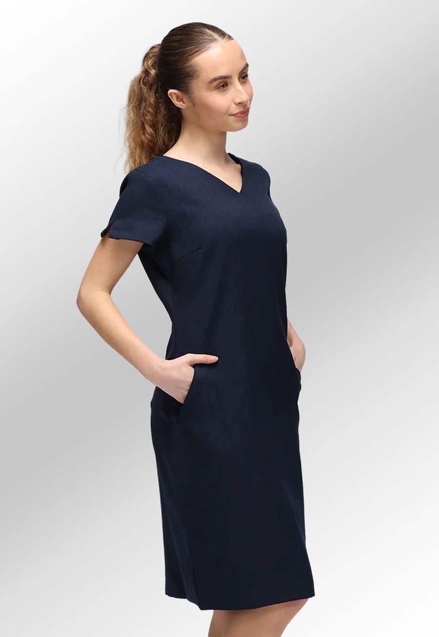 Maya V Neck Salon Dress with Pockets - The Work Uniform Company