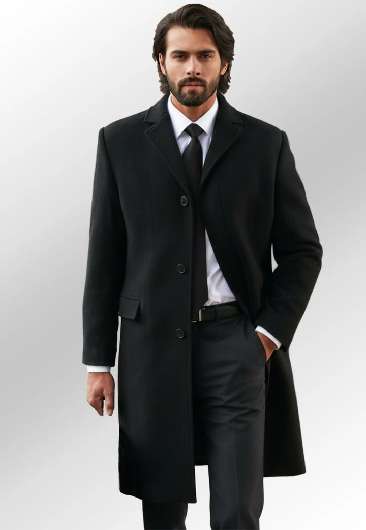 Men's Funeral Black Overcoat - The Work Uniform Company