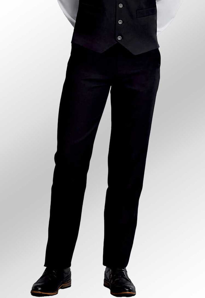 Model Wearing Hospitality Men's Trousers in Black