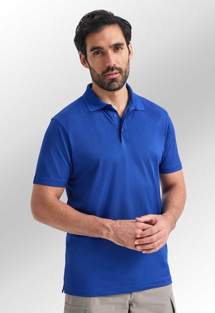 model wearing Men's Super Cool Workwear Polo Shirt in royal blue