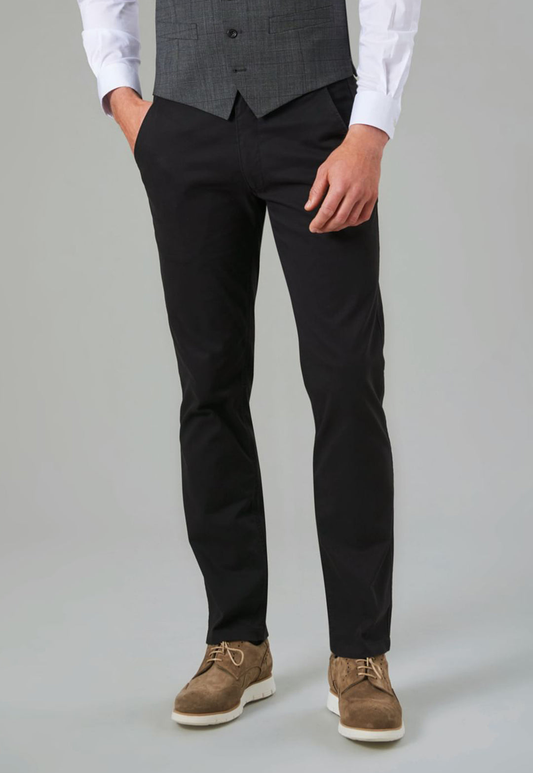 Model Wearing Miami Slim Fit Chinos 8807 in Black