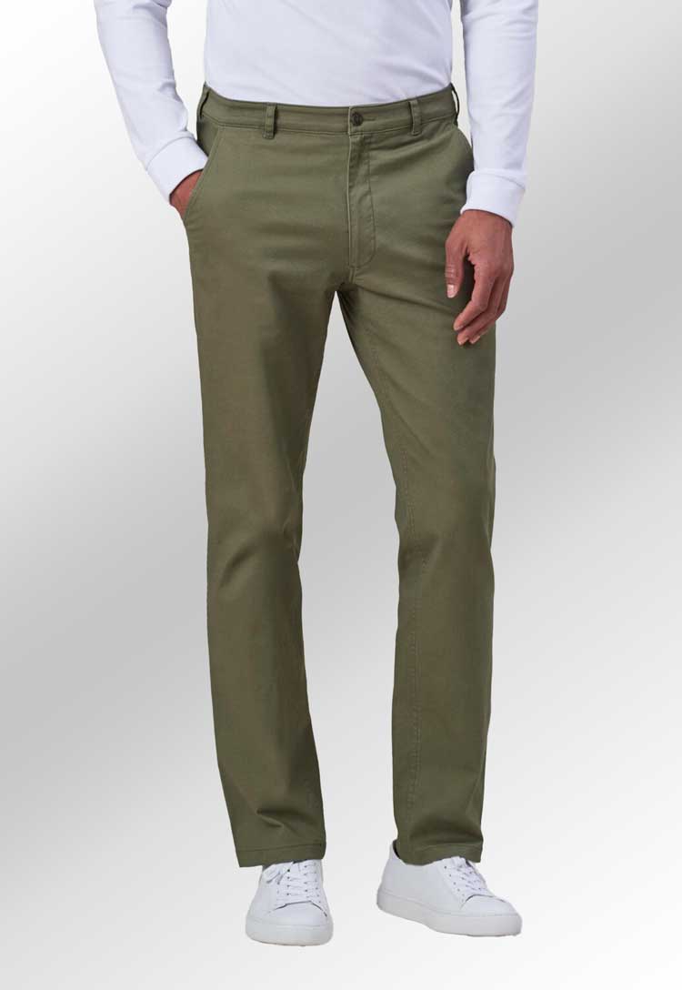 Model Wearing Miami Slim Fit Chinos 8807 in Olive