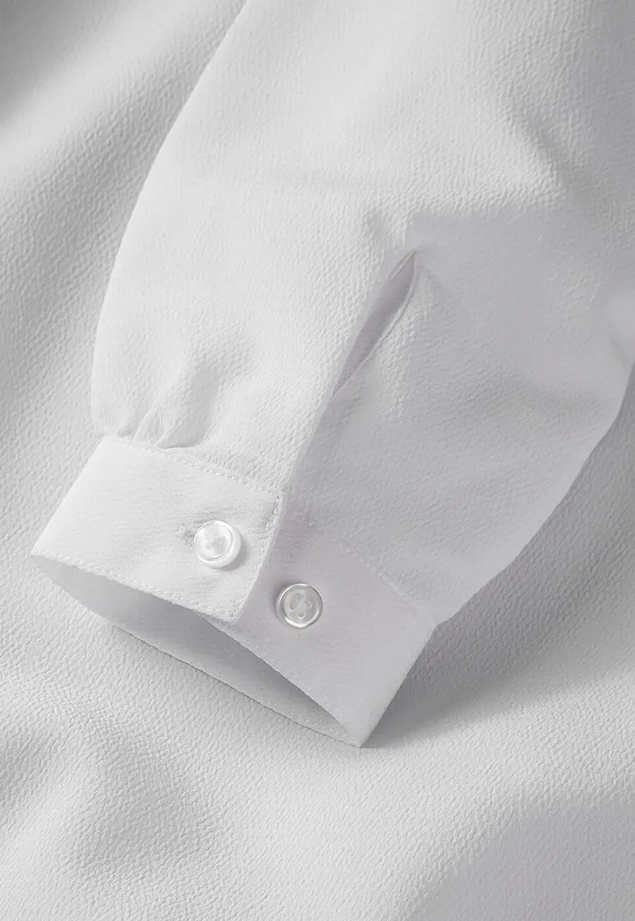 Molly White Textured Long Sleeve Blouse - The Work Uniform Company