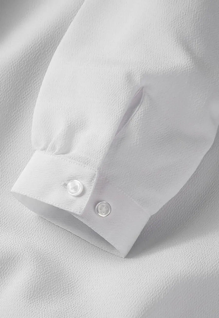 Molly White Textured Long Sleeve Blouse - The Work Uniform Company