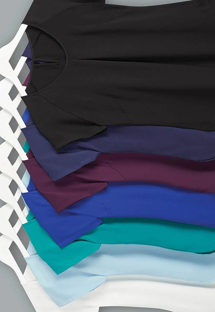 Mona Round Neck Short Sleeve Blouse - The Work Uniform Company