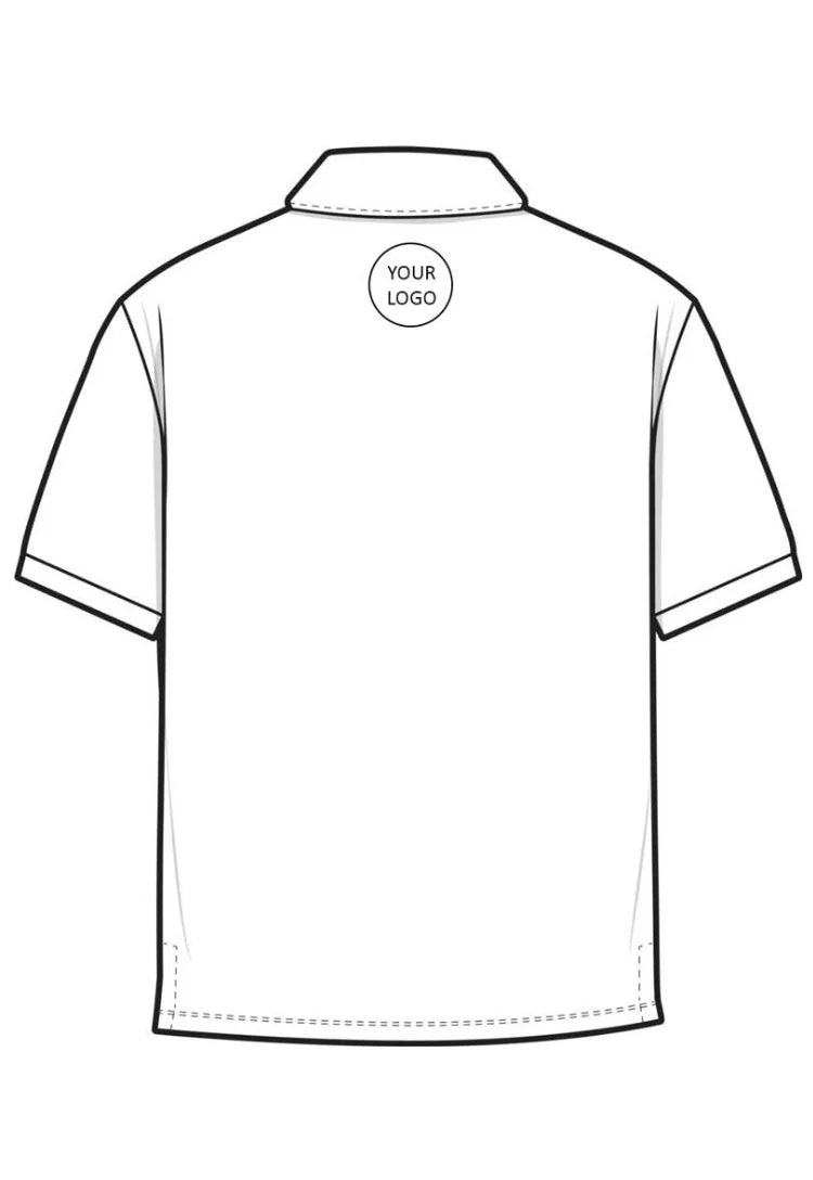 Illustration of a shirt with a placeholder for 'Your Logo' on the back neck.