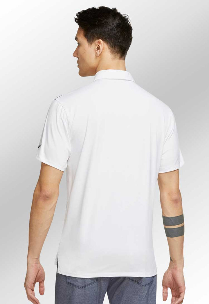 Model wearing Nike Vapor Argyle Print Polo NK338 in white rear view