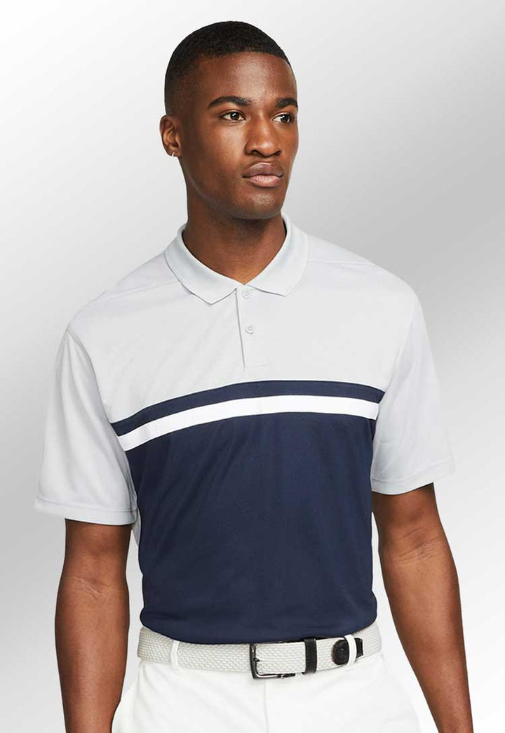 Model wearing Nike Victory Colour Block Polo NK343 in white