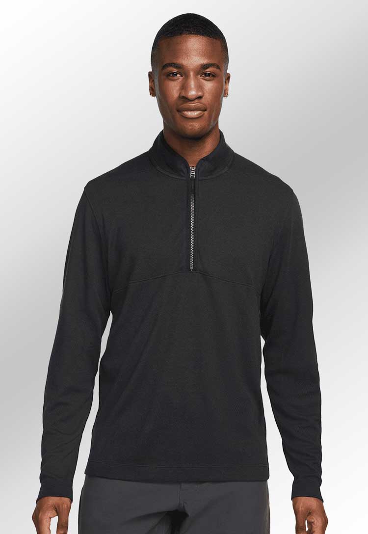 Model wearing Nike Victory Half-Zip Top NK346 front view