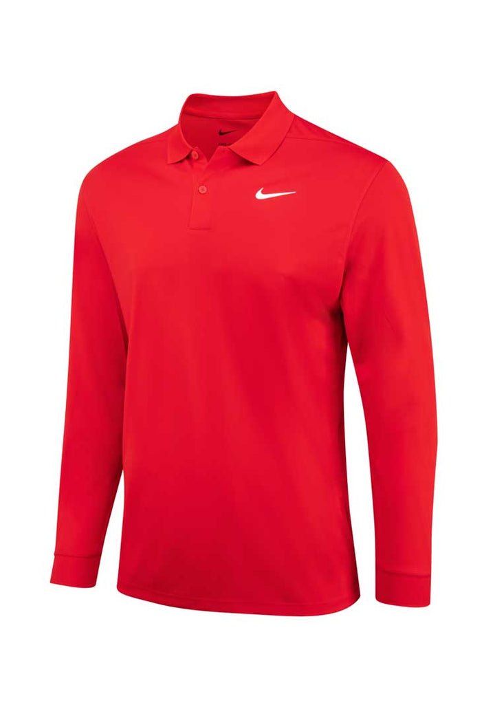 Nike Dri-FIT Victory Solid Long Sleeve Polo NK354 in red