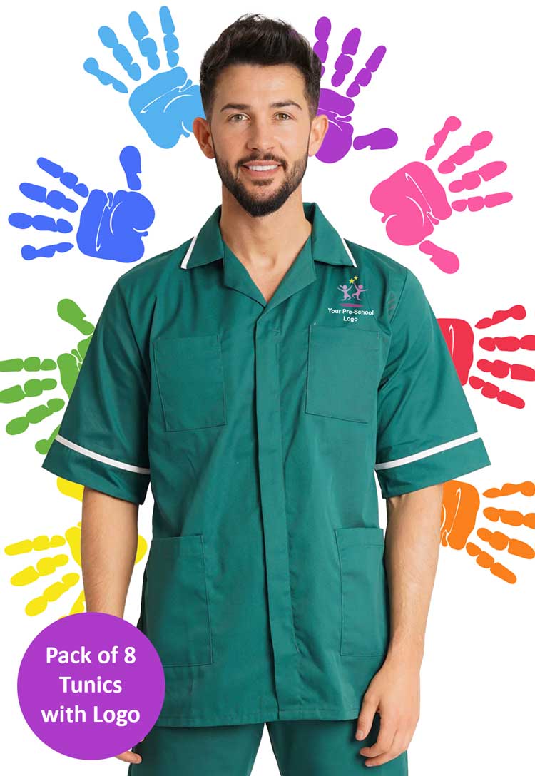 Branded Men's Tunic for Nursery Staff (Pack of 8)
