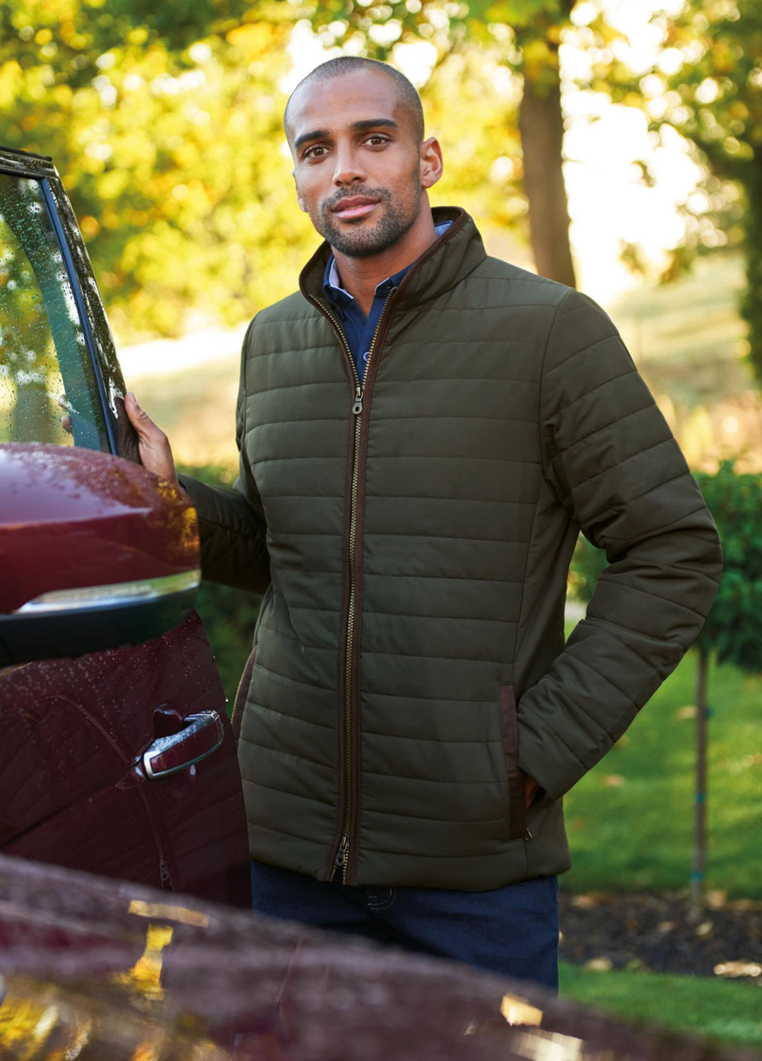 Model Wearing the Orlando Quilted Jacket 4369 in Olive