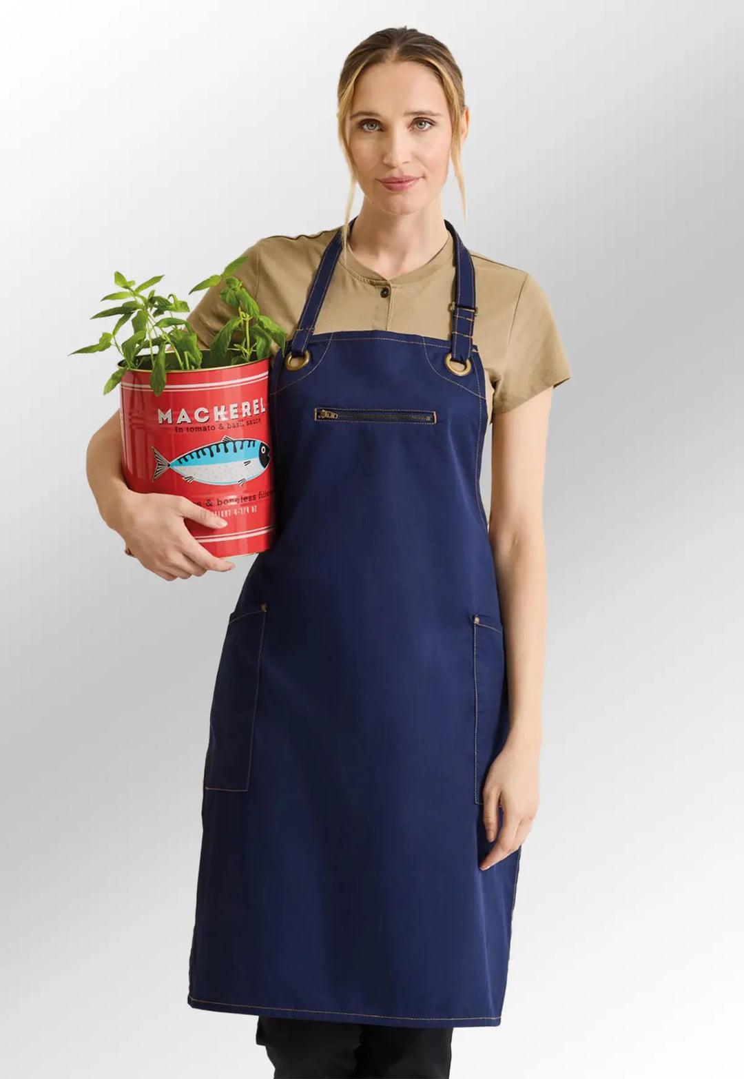 ‘Barley’ Contrast Stitch Bib Apron - The Work Uniform Company