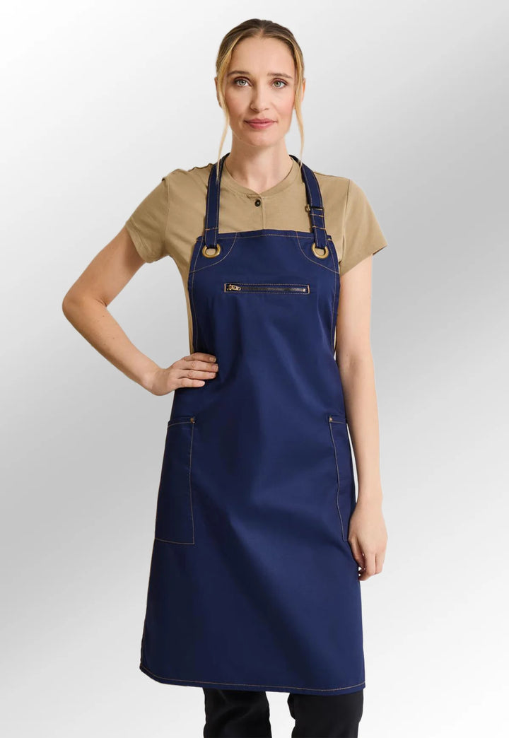 ‘Barley’ Contrast Stitch Bib Apron - The Work Uniform Company