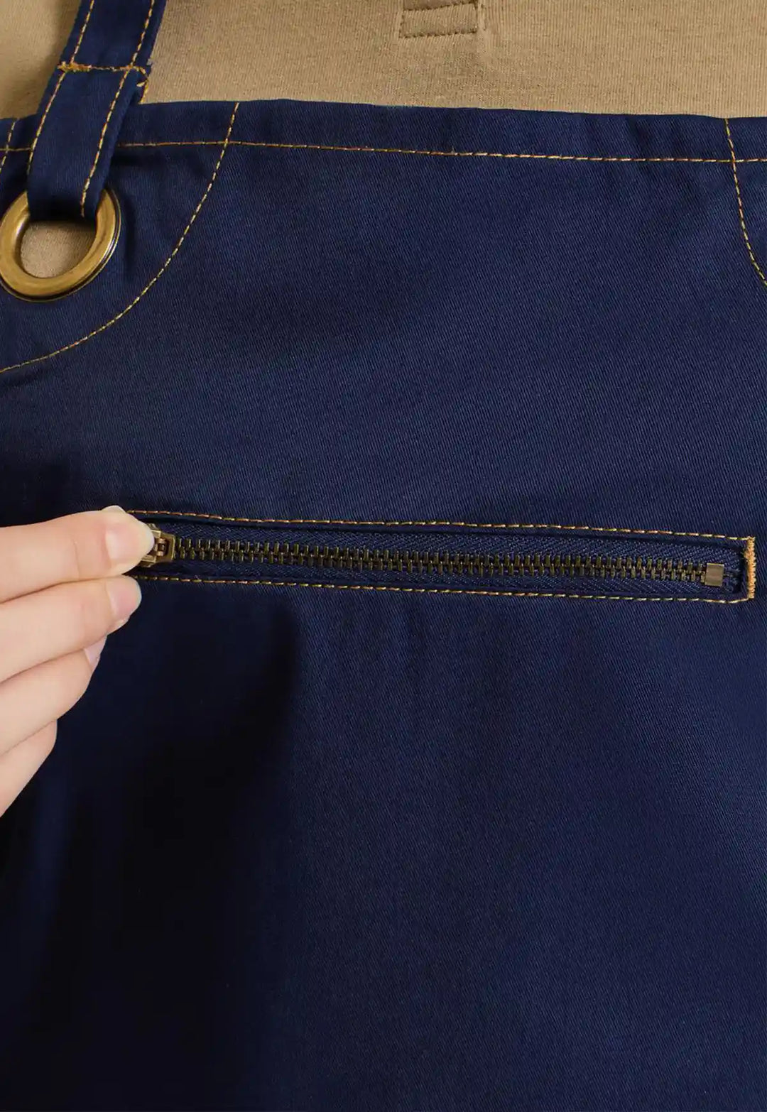 ‘Barley’ Contrast Stitch Bib Apron - The Work Uniform Company