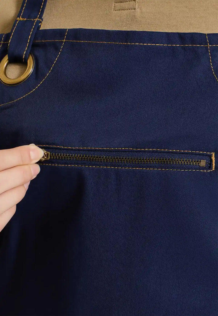 ‘Barley’ Contrast Stitch Bib Apron - The Work Uniform Company