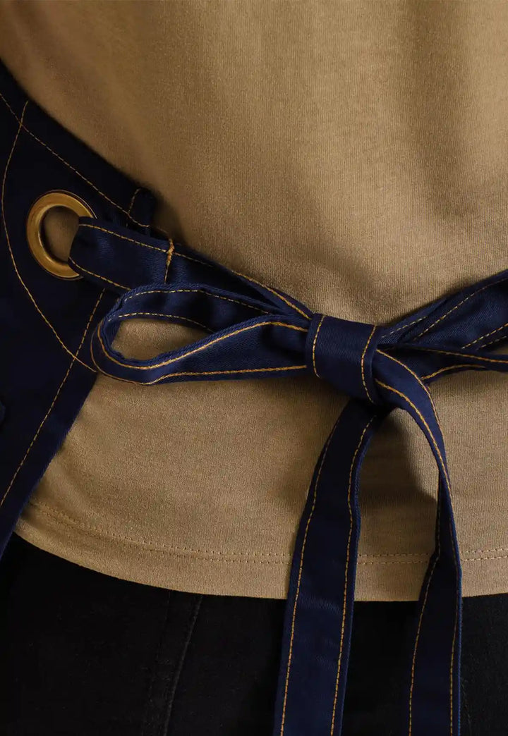 ‘Barley’ Contrast Stitch Bib Apron - The Work Uniform Company