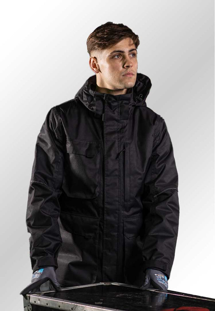 Model Wearing KX3 Parka Jacket WX360 in Black