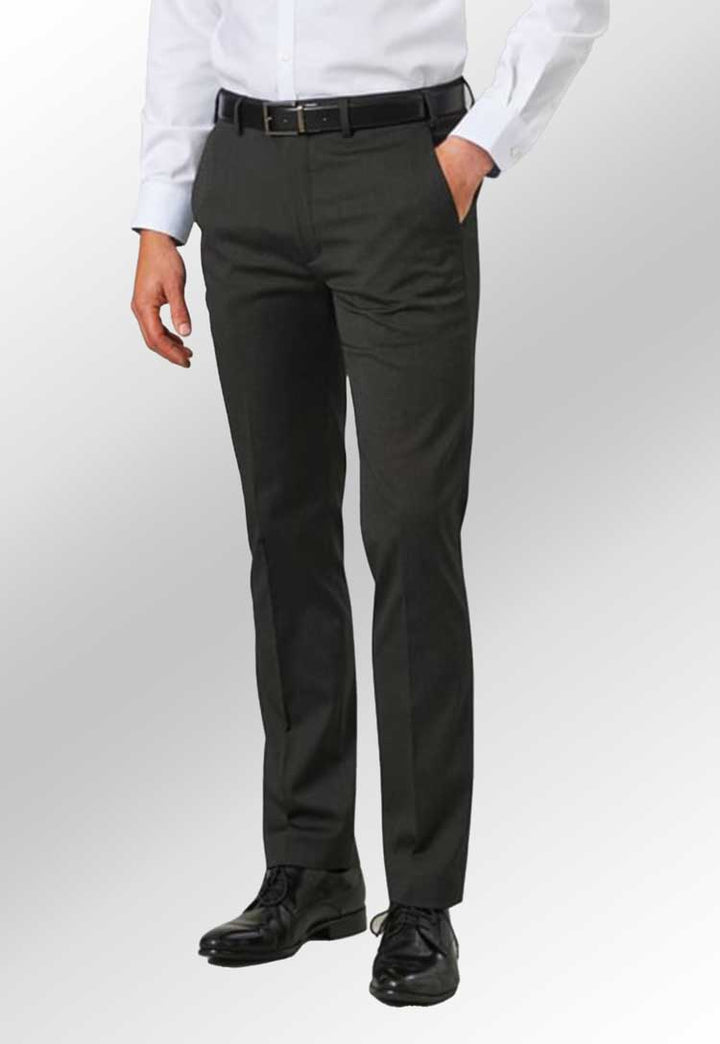 Model Wearing Pegasus Men's Slim Fit Trousers 8754 in Charcoal Pin Dot