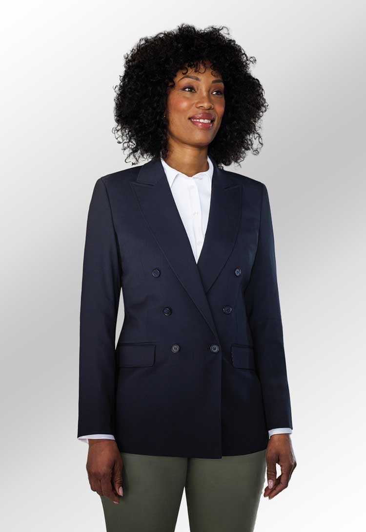 Model wearing Perdita Double Breasted Jacket