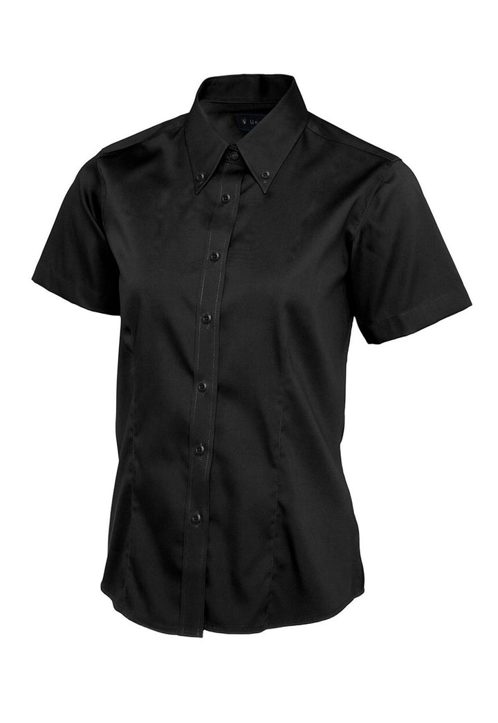 Ladies Pinpoint Oxford Half Sleeve Shirt UC704 in Black