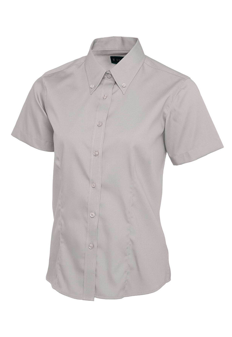 Ladies Pinpoint Oxford Half Sleeve Shirt UC704 in Silver Grey