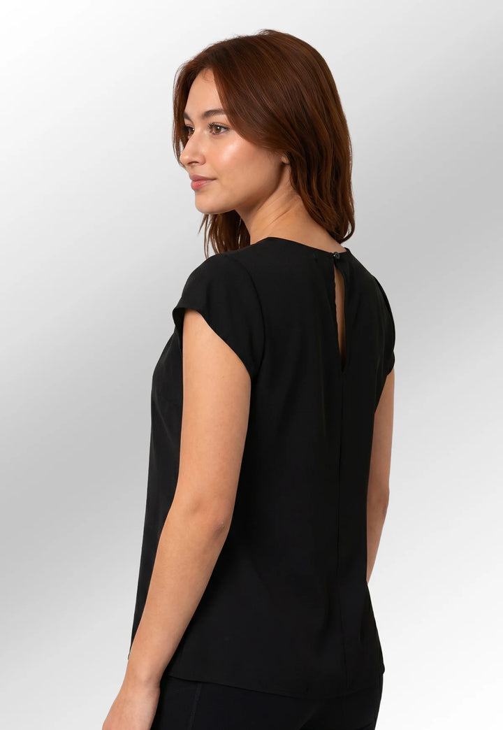 Women's Pleat Front Short Sleeve Blouse - The Work Uniform Company