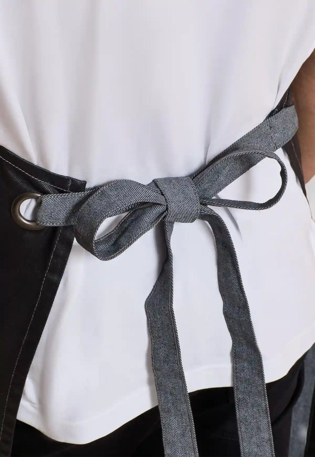 Stylish Waxed Look Denim Bib Apron - The Work Uniform Company