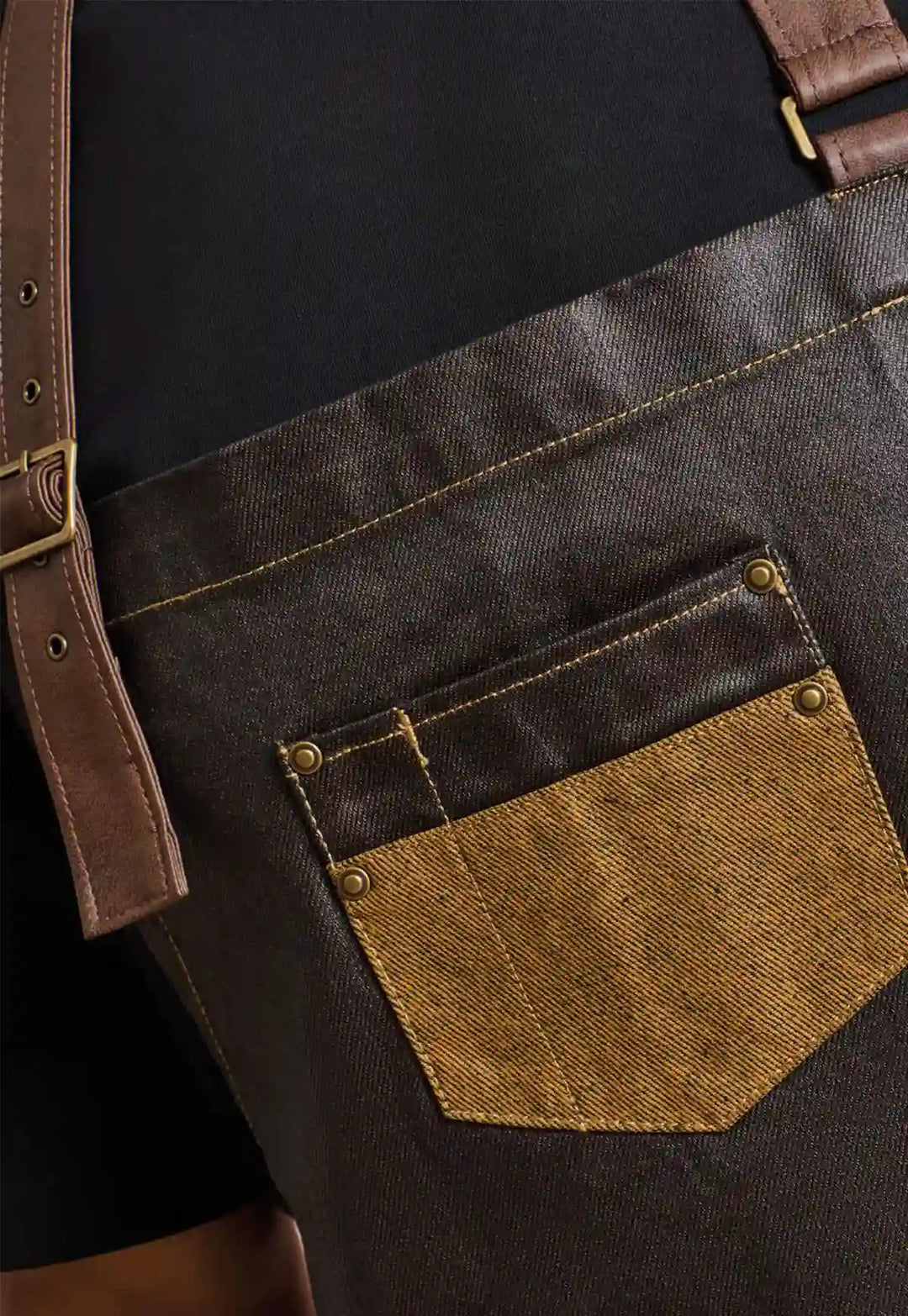 Waxed Look Denim Bib Apron - The Work Uniform Company