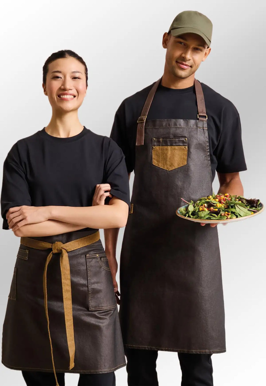 Waxed Look Denim Bib Apron - The Work Uniform Company