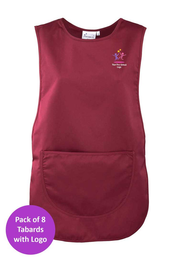 Branded Short Tabard Bundle for Nursery Staff (Pack of 8)
