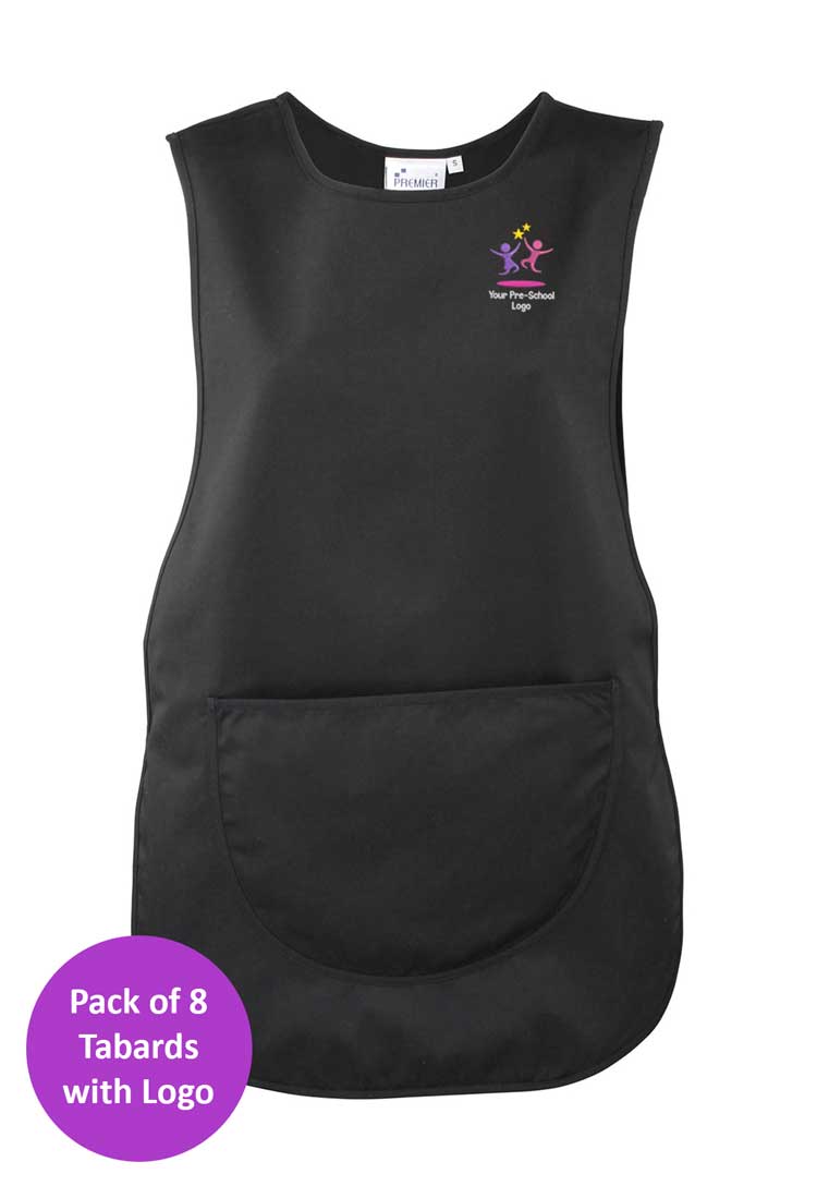 Branded Short Tabard Bundle for Nursery Staff (Pack of 8)