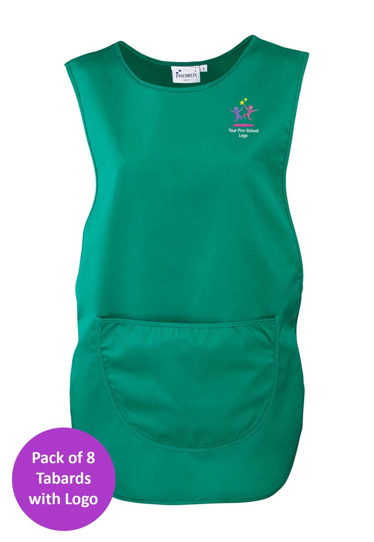 Branded Short Tabard Bundle for Nursery Staff (Pack of 8)