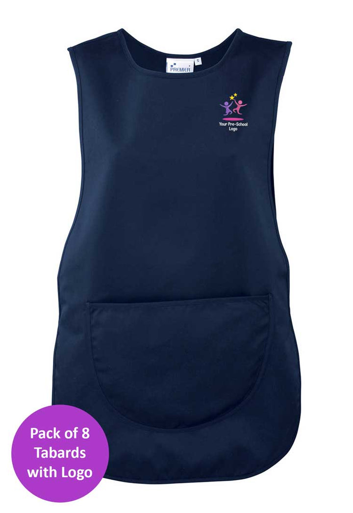 Branded Short Tabard Bundle for Nursery Staff (Pack of 8)