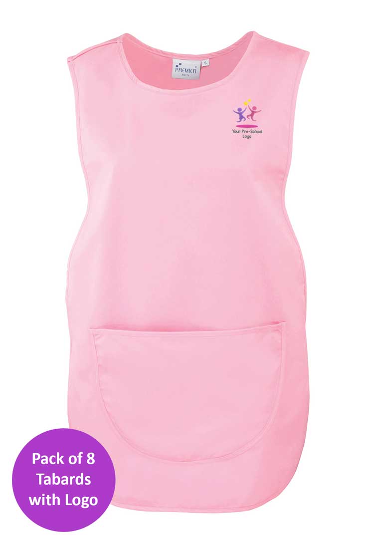 Branded Short Tabard Bundle for Nursery Staff (Pack of 8)