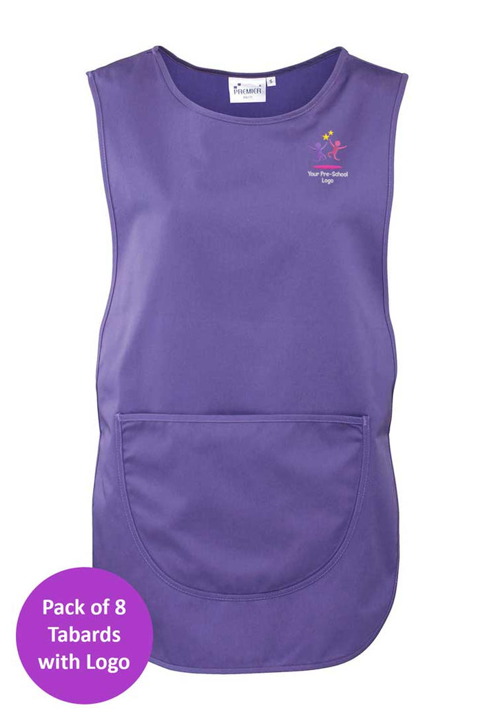 Branded Short Tabard Bundle for Nursery Staff (Pack of 8)