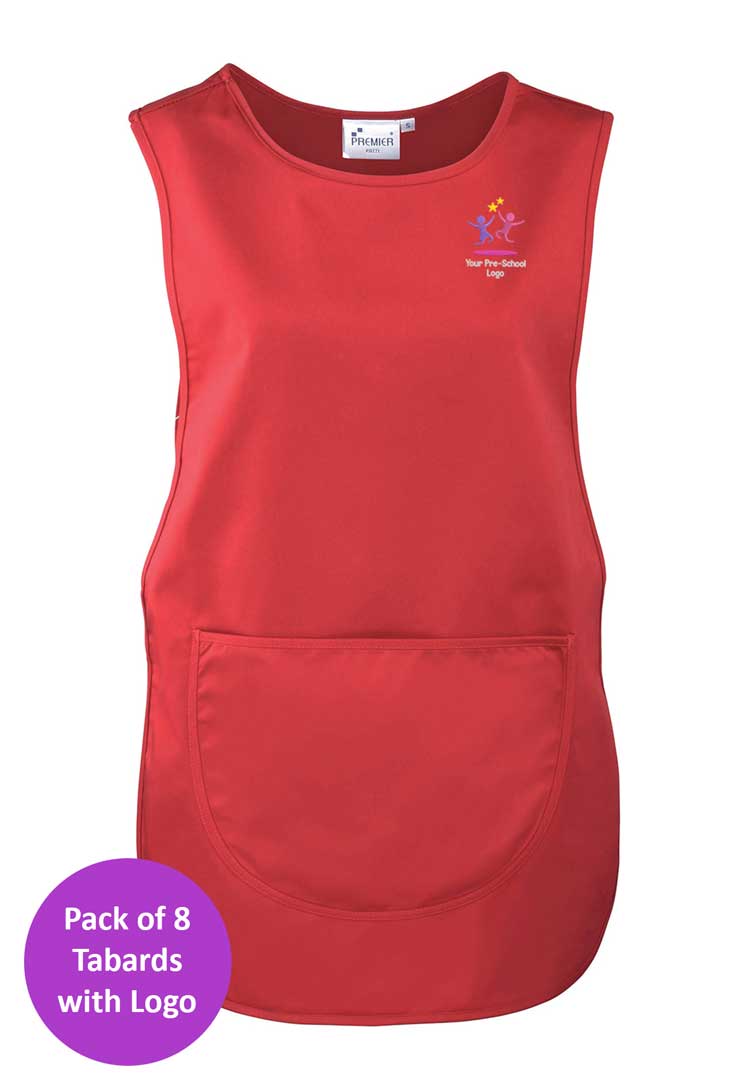 Branded Short Tabard Bundle for Nursery Staff (Pack of 8)