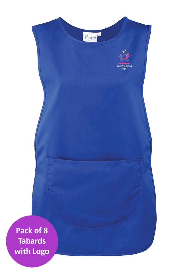 Branded Short Tabard Bundle for Nursery Staff (Pack of 8)