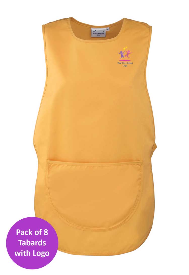 Branded Short Tabard Bundle for Nursery Staff (Pack of 8)