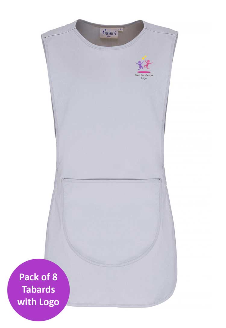 Branded Short Tabard Bundle for Nursery Staff (Pack of 8)