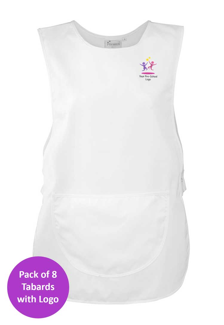 Branded Short Tabard Bundle for Nursery Staff (Pack of 8)