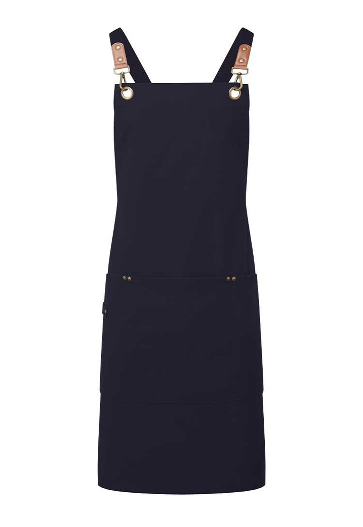 A PR182 Clip ‘n’ Clasp cross-back bib apron in Navy